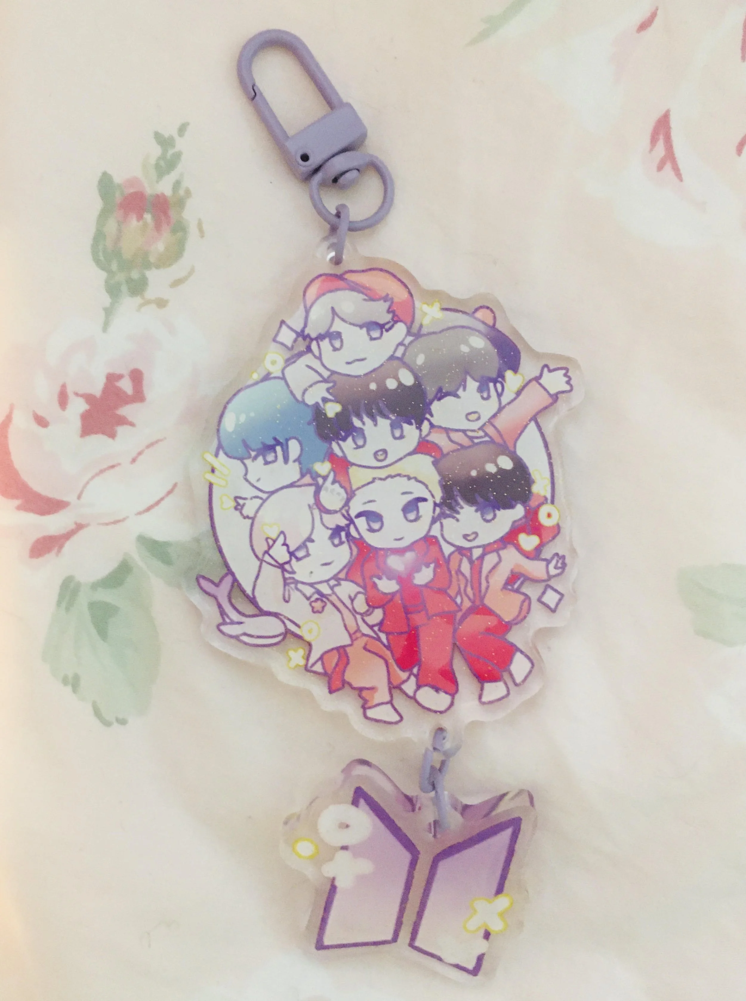BTS Hanging Charm Glitter Keychain